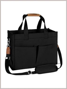Canvas Tote Bag with Velcro Closure, Laptop Work Crossbody
